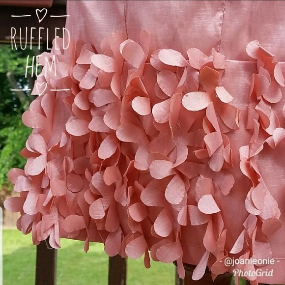 ROMEO and JULIET Dress Peach Strapless Prom  Midi 3D Floral Wedding Formal 6 - Picture 3 of 10